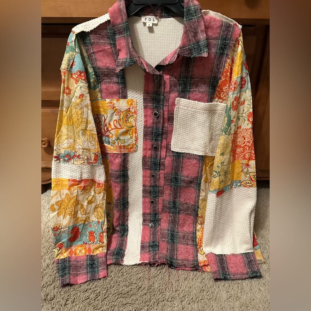 NWOT POL MULTI BUTTON DOWN SHACKET - image 5